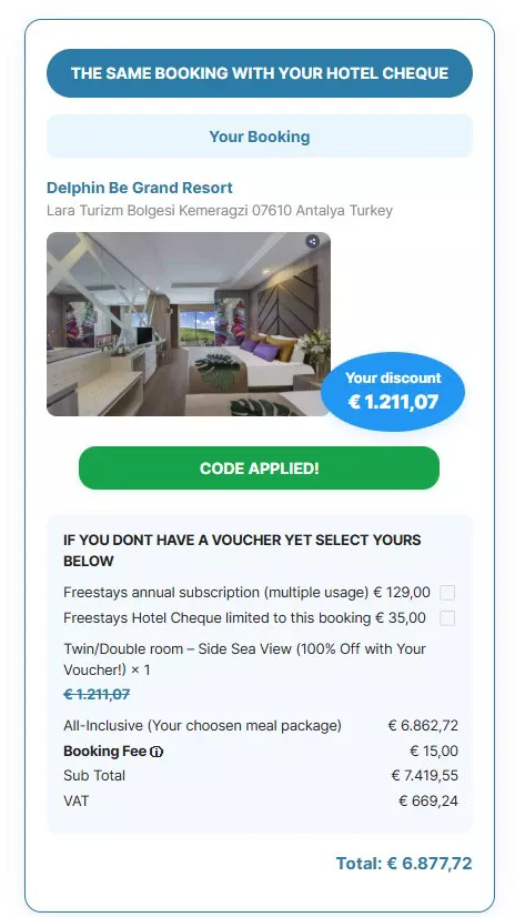 Booking with hotel cheque